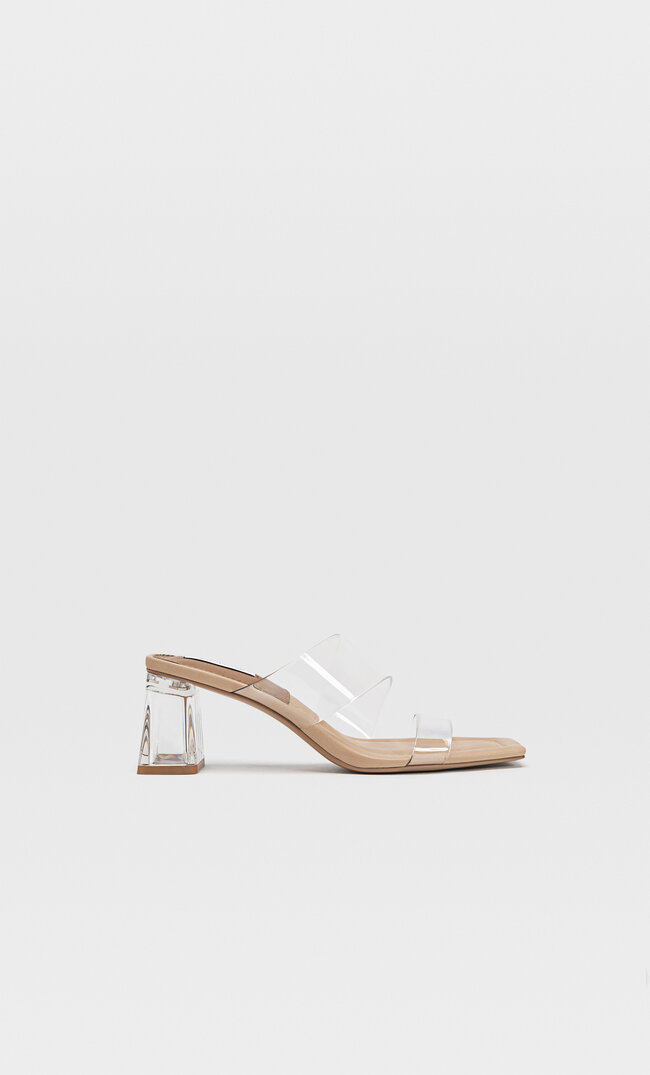 

Stradivarius Winylowe Klapki Na Obcasie Naturalny 36