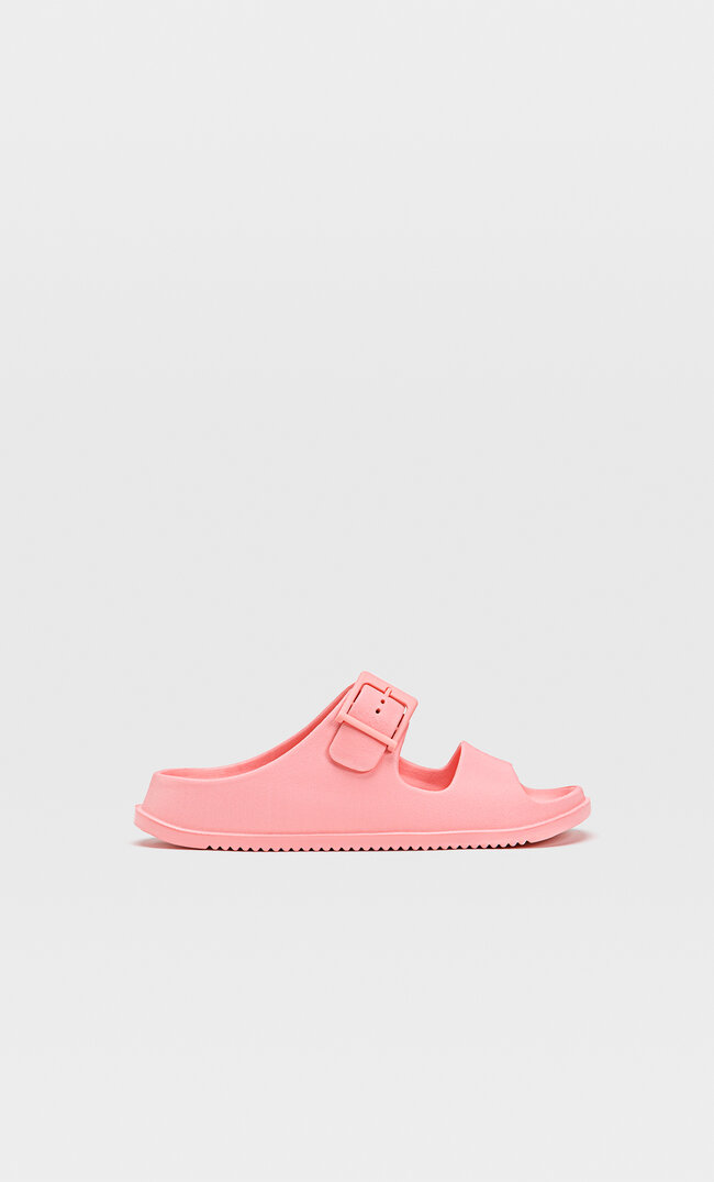 

Stradivarius Flache Sandalen Mit Gummiertem Finish Rosa 38