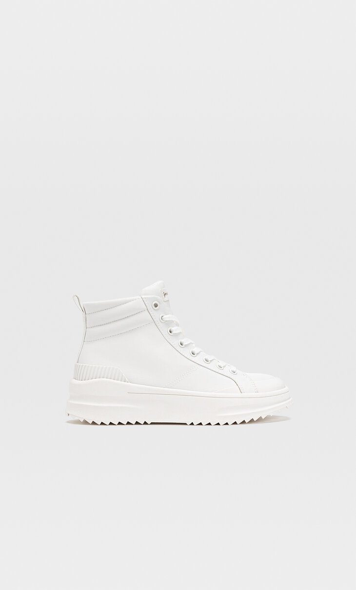 White fabric high-top trainers