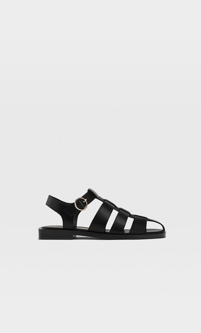 

Stradivarius Flache T-Steg-Sandalen In Schwarz Schwarz 36