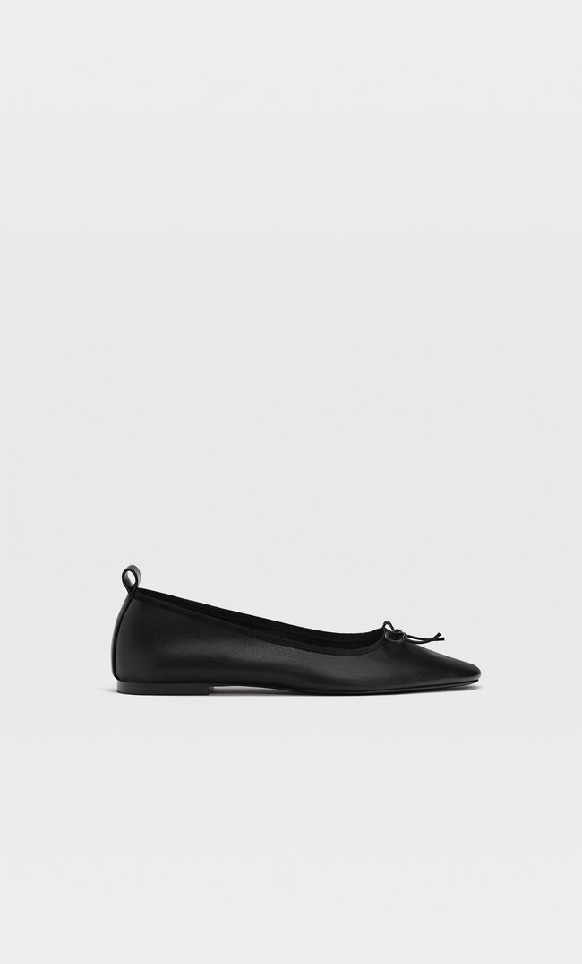 

Stradivarius Flache Ballerinas Mit Schleife Schwarz 41