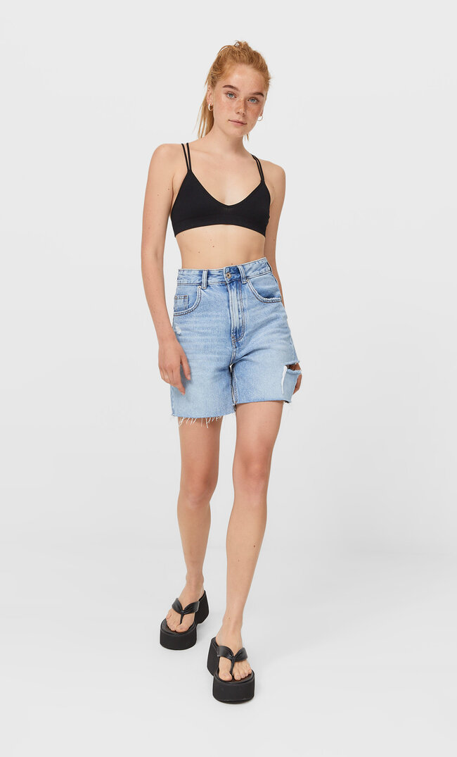 

Stradivarius Nahtloses Bralette-Top Schwarz S