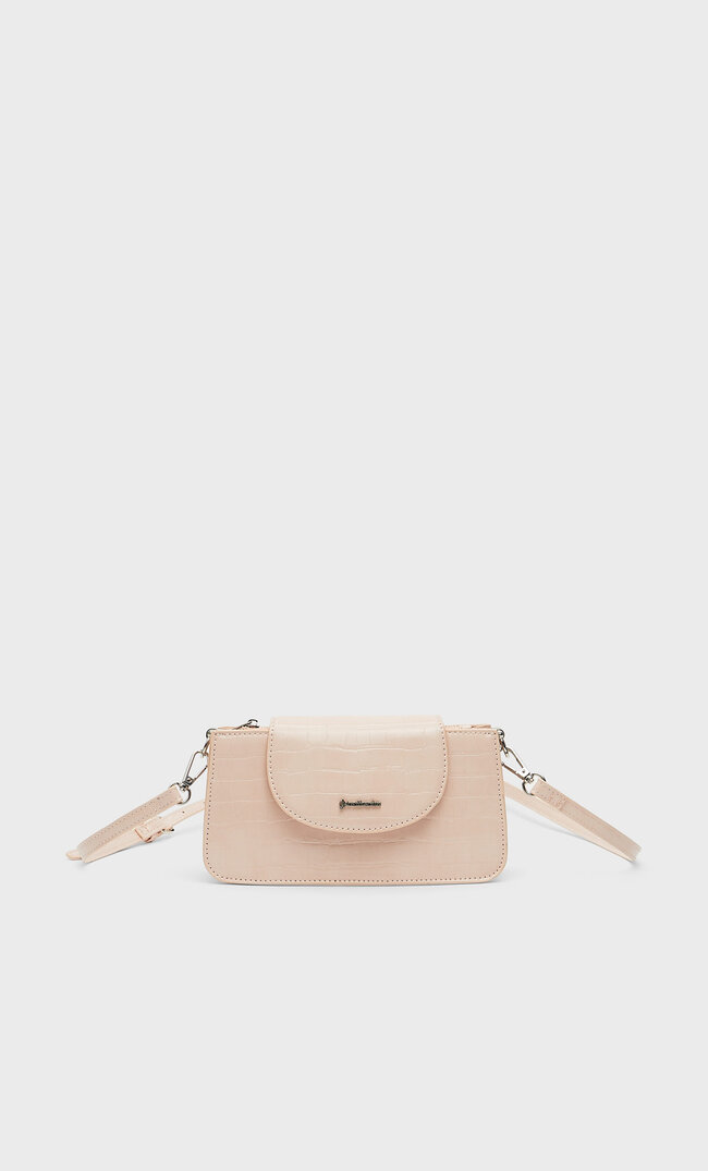 

Stradivarius Mini-Umhängetasche Mit Krokoprägung Rosa Nude 103
