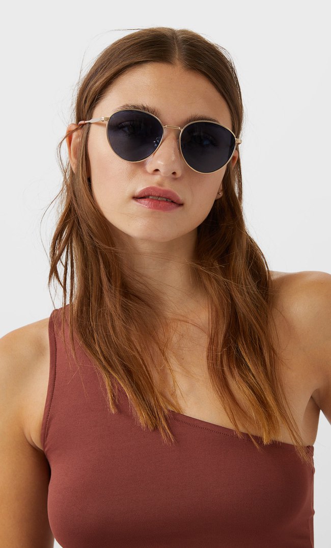 

Stradivarius Okrągłe Metalowe Okulary Przeciwsłoneczne Kobieta Jasnobłękitny 103