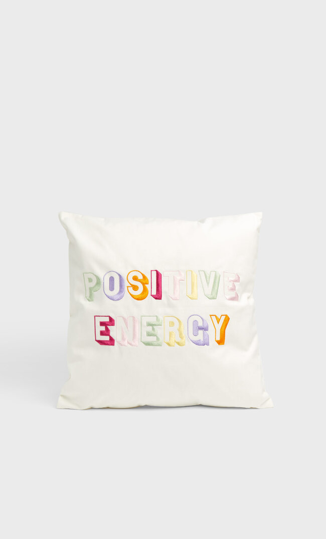 

Stradivarius Poszewka Na Poduszkę „Positive Energy” Kobieta Ecru 64