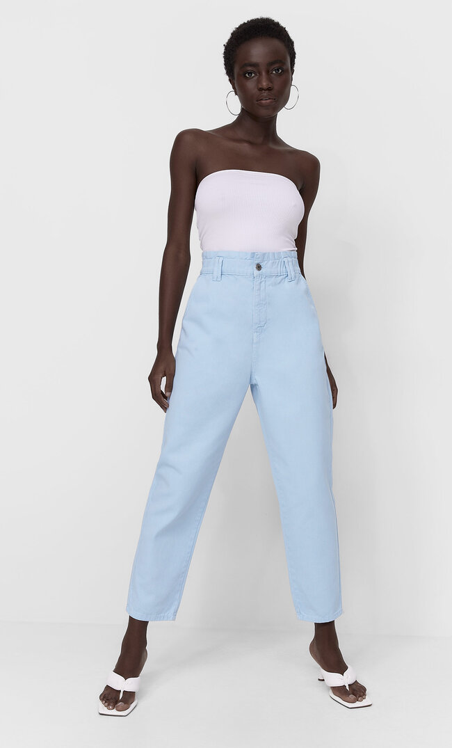 

Stradivarius Jeansy Baggy Z Diagonalu Kobieta Błękitny Xs