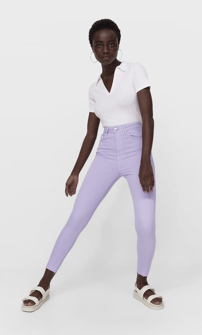 

Stradivarius Hose Mit Superhohem Bund In Farben Lila 38