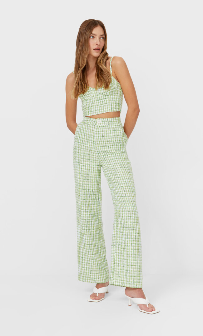 

Stradivarius Karierte Wide Leg Hose Aquamarin 38