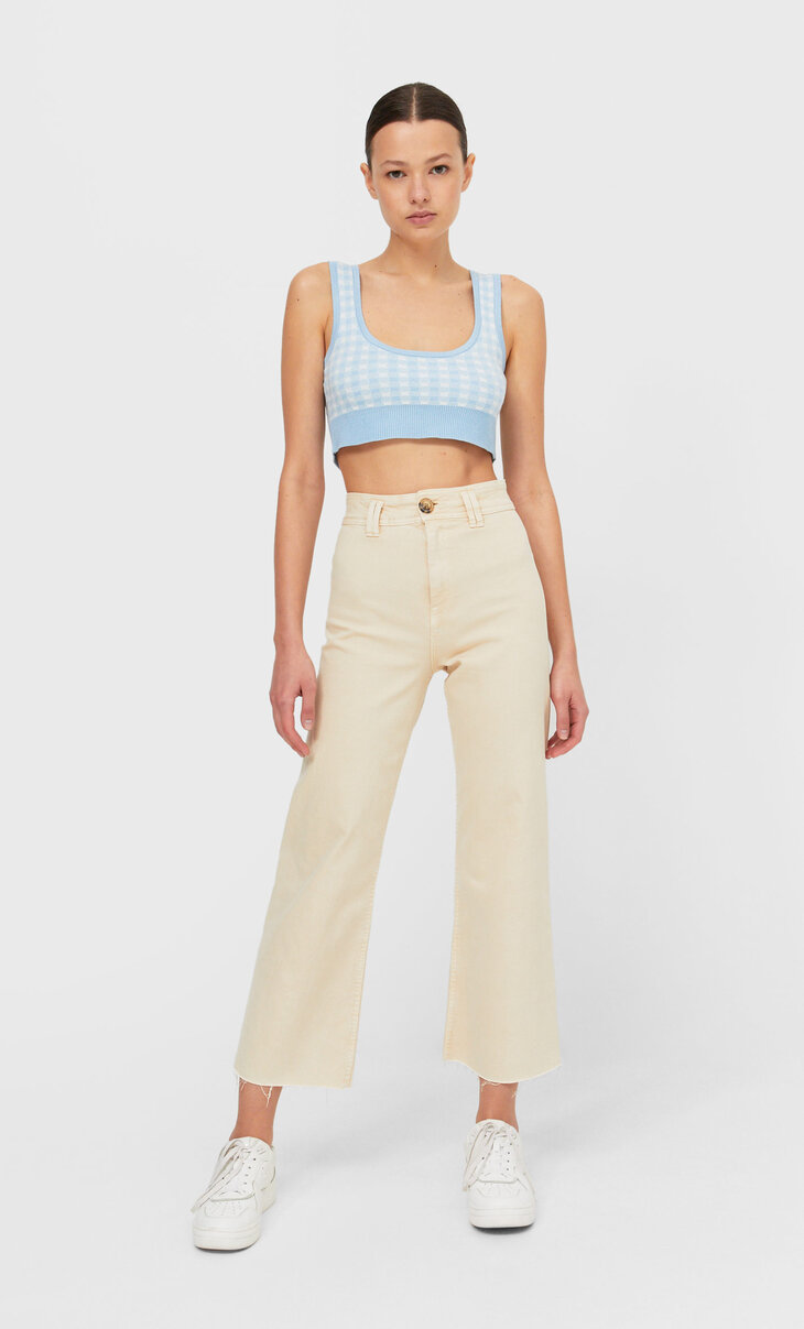 Pantalón culotte sarga seamless - Jeans de mujer | Stradivarius Costa Rica