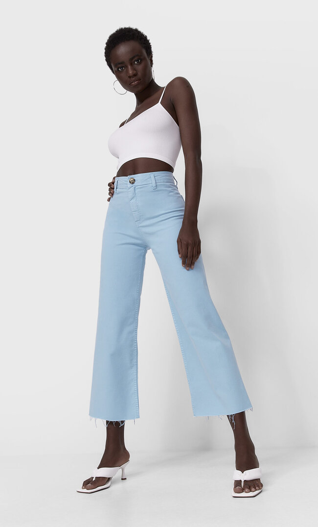 

Stradivarius Twill-Culotte Ohne Naht Himmelblau 34