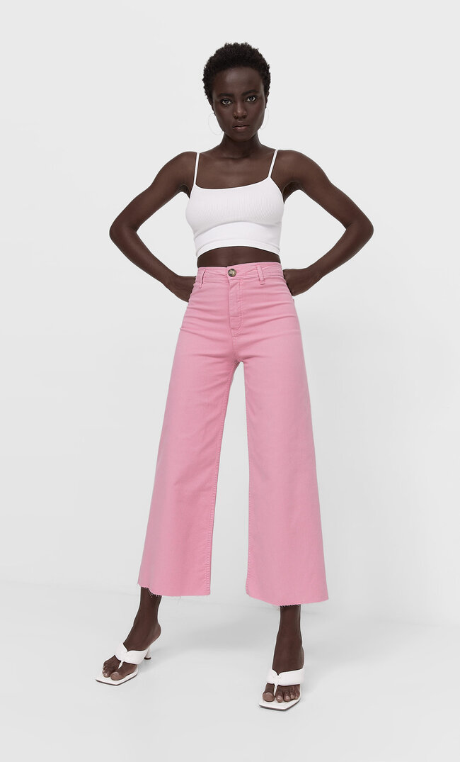 

Stradivarius Twill-Culotte Ohne Naht Kaugummirosa 36