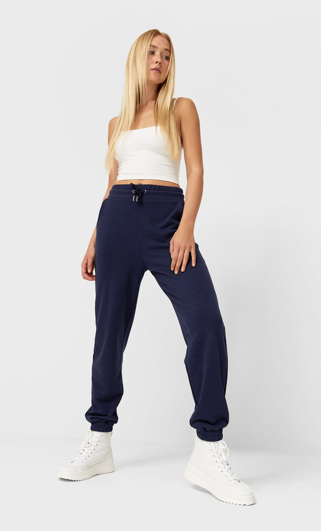 

Stradivarius Spodnie Jogger Z Dzianiny Dresowej Kobieta Morski S