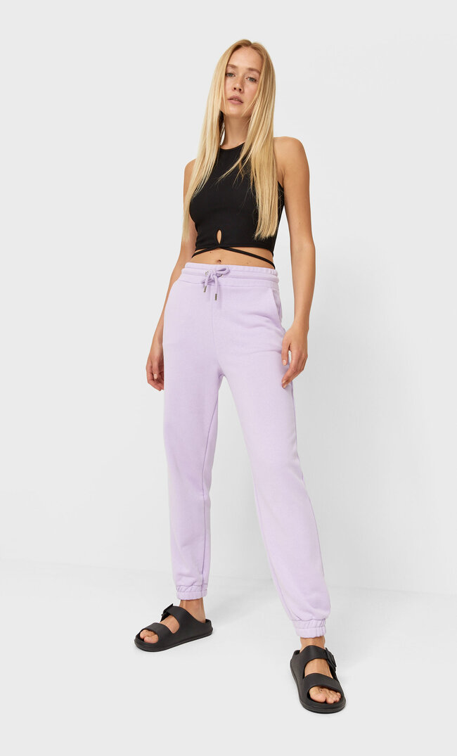 

Stradivarius Spodnie Jogger Z Dzianiny Dresowej Kobieta Malwowy Xs