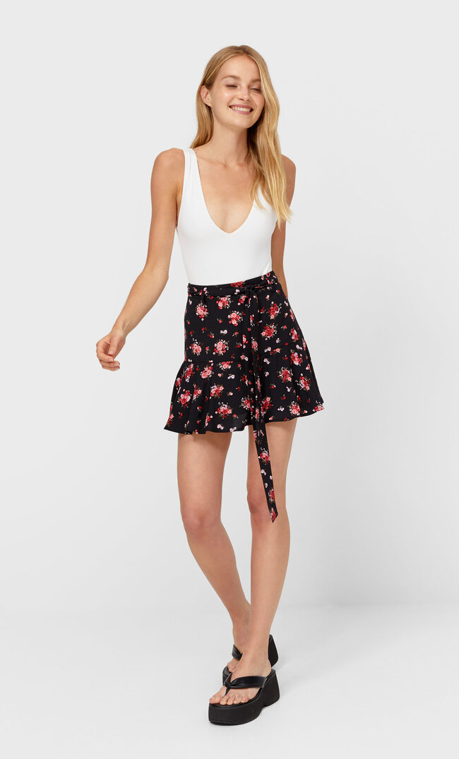 

Stradivarius Fließender Skort Mit Print Pastellrosa L