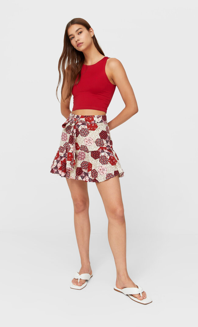 

Stradivarius Hosenrock Mit Print Ecru S