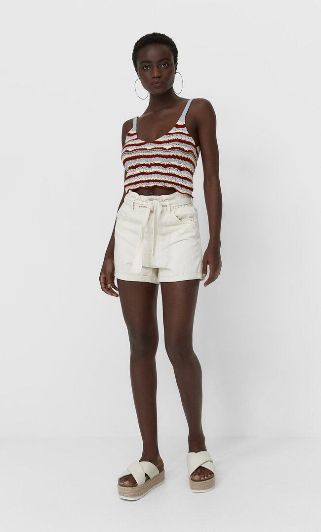 

Stradivarius Baggy-Jeansshorts Vanille S