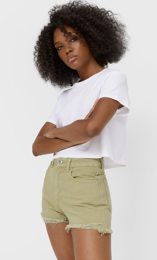 

Stradivarius Jeans Shorts Mit Rissen Grün 44