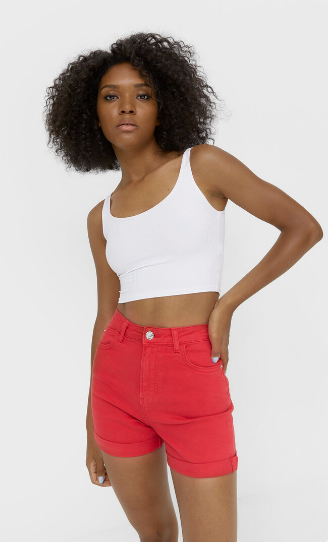 

Stradivarius Mom-Shorts Im Slim-Fit Rot 36