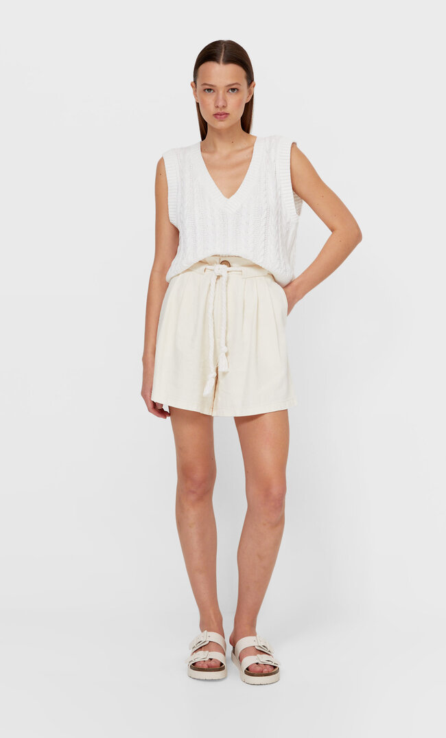 

Stradivarius Twill-Shorts Mit Kordel Transparent 34