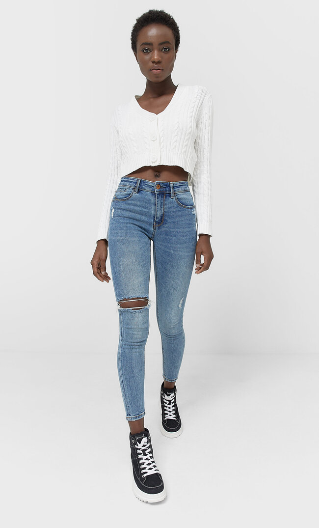 

Stradivarius Jeansy Skinny Fit Z Niskim Stanem Kobieta Ciemny Sprany 38