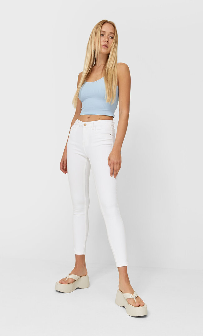 

Stradivarius Jeansy Basic Skinny Kobieta Biały 32