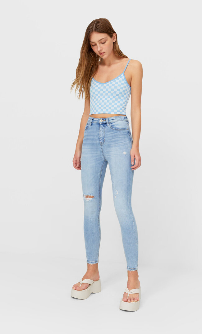 

Stradivarius Jeansy Z Bardzo Wysokim Stanem Kobieta Denimowy 42