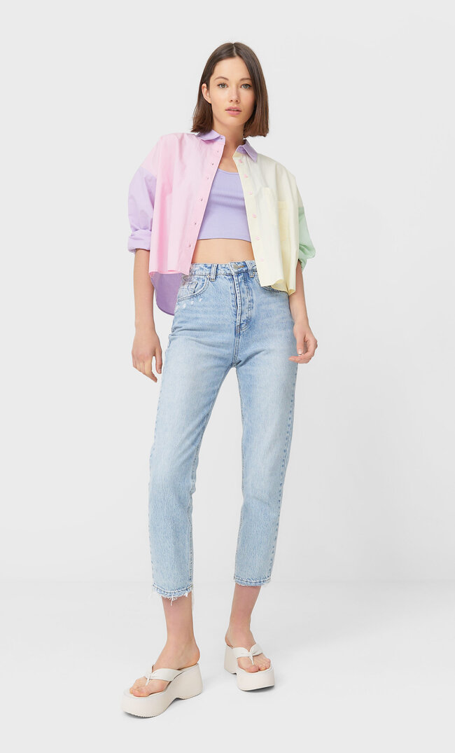 

Stradivarius Mom-Fit-Jeans Helles Denim 32