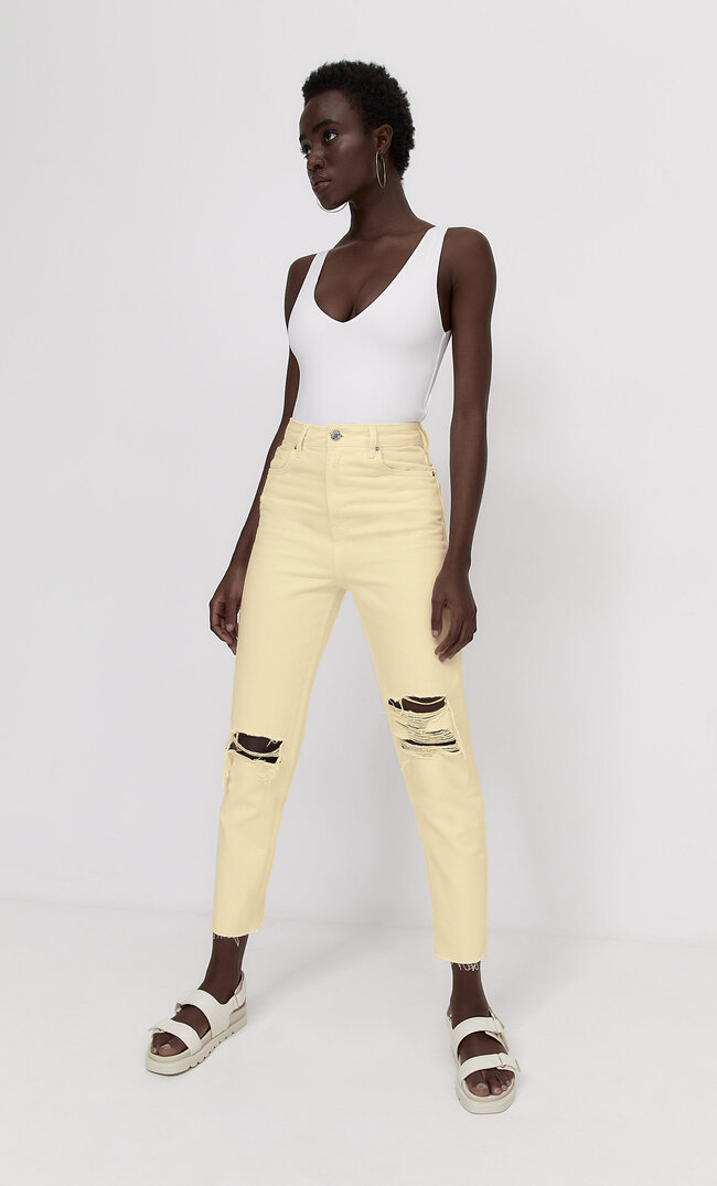 

Stradivarius Mom-Fit-Jeans Mit Schlitzen Multicolor 34