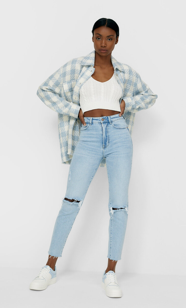 stradivarius mom jeans slim fit
