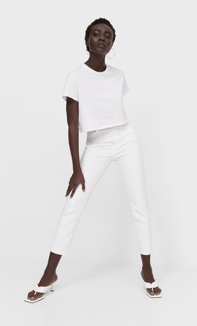 

Stradivarius Jeansy Mom Slim Kobieta Biały 40