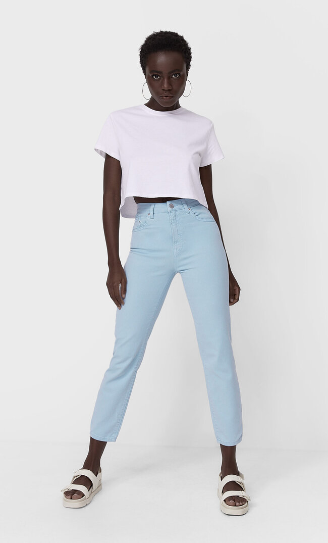 

Stradivarius Mom-Jeans Im Slim-Fit Himmelblau 40