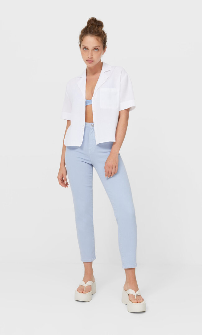 

Stradivarius Jeansy Mom Slim Kobieta Błękitny 42