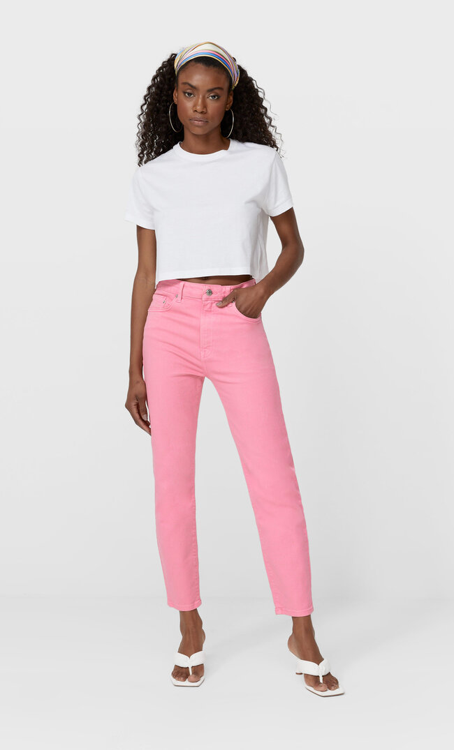 

Stradivarius Mom-Jeans Im Slim-Fit Fuchsia 40