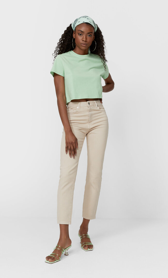 

Stradivarius Mom-Jeans Im Slim-Fit Steingrau 32