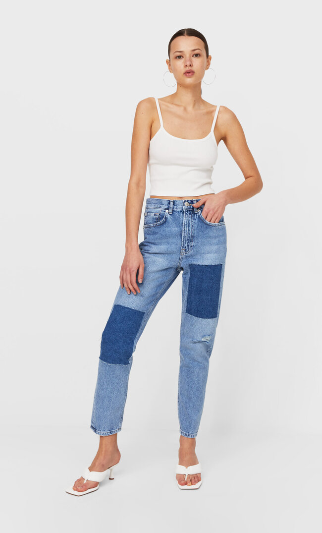 

Stradivarius Reworked-Jeans Im Mom-Fit Mittleres Denim 36