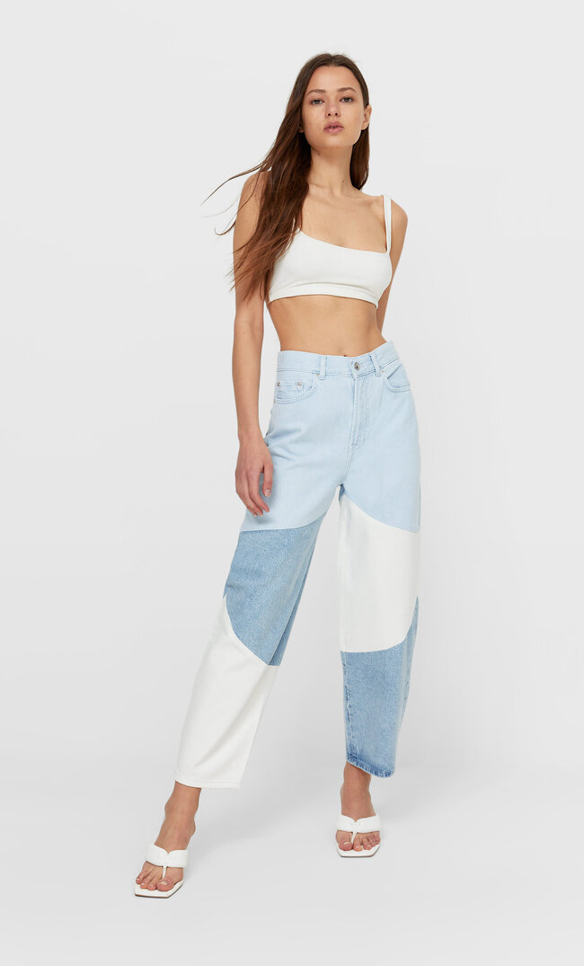 

Stradivarius Jeans Im Straight-Fit Mit Colour-Block Denim 34