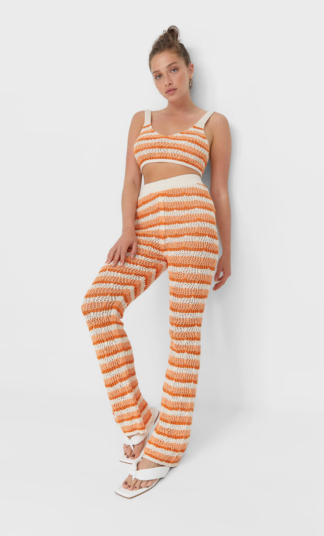 

Stradivarius Häkelhose Mit Streifen Pfirsich Xl