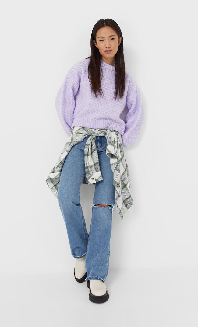 

Stradivarius Krótki Sweter Kobieta Liliowy Xs