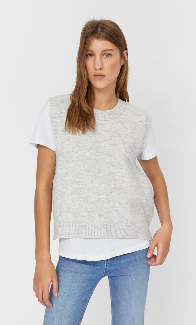

Stradivarius Weste Mit Textur Grau Melange Xs