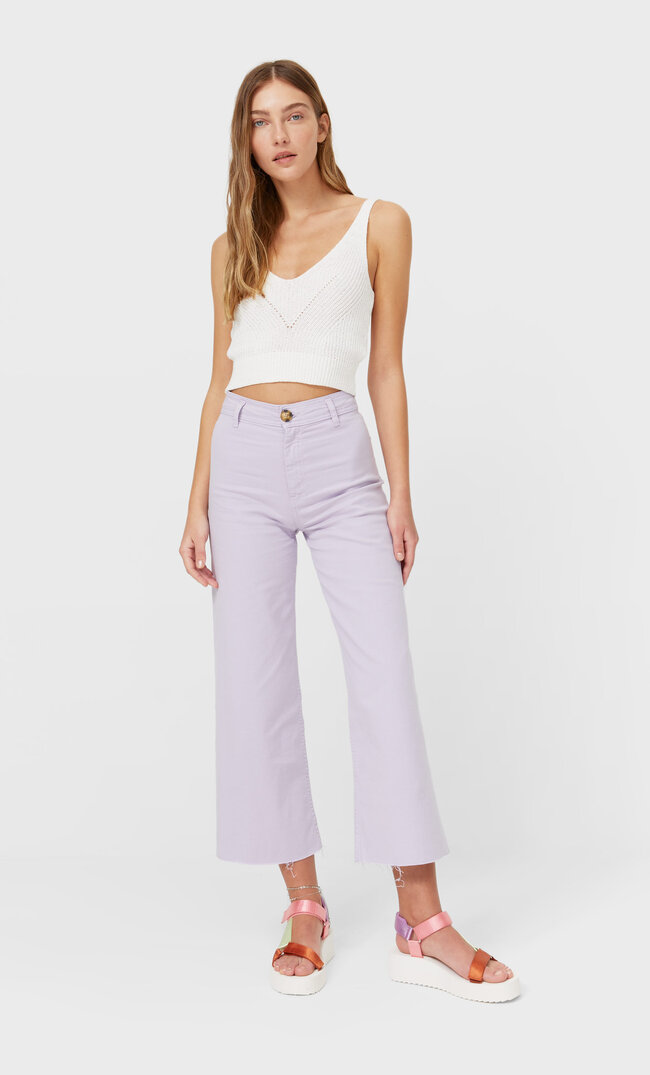 

Stradivarius Rustikales Stricktop Weiß L