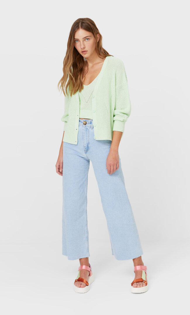

Stradivarius Rustikale Strickjacke Aquamarin Xs