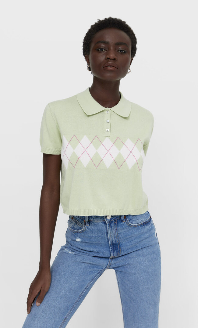 

Stradivarius Dzianinowa Koszulka Polo Kobieta Zielony M