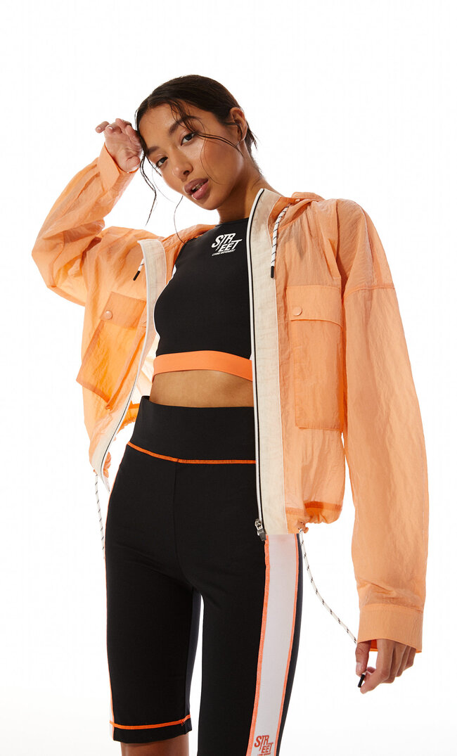 

Stradivarius Jacke Aus Funktionsstoff Mit Kapuze Pfirsich M