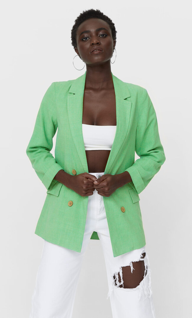 

Stradivarius Offener, Rustikaler Blazer Aquamarin M