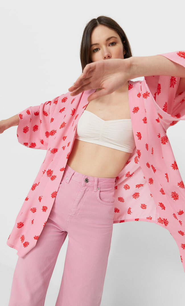 

Stradivarius Kimono Mit Print Kaugummirosa L