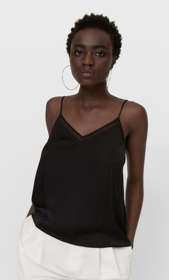 

Stradivarius Satynowy Top Kobieta Czarny M