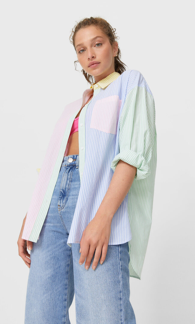 

Stradivarius Kontrastowa Koszula Boyfriend Kobieta Multicolor L