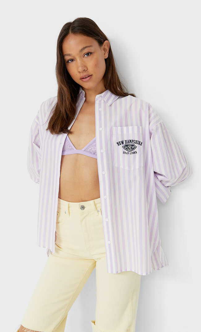 

Stradivarius Boyfriend-Hemd Lila L
