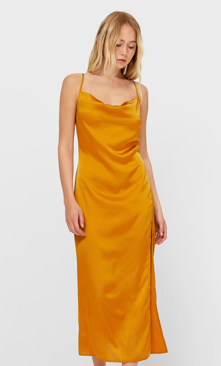 satin dress stradivarius