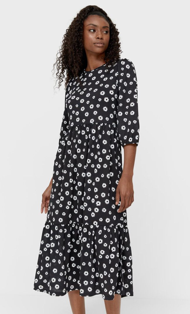 

Stradivarius Midikleid Mit Print Schwarz Xl